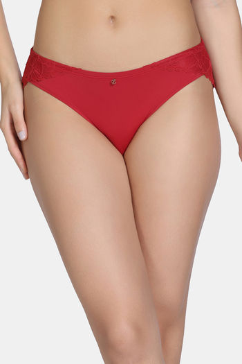 Buy Zivame La Flamme Low Rise Full Coverage Bikini Panty - Scarlet Smile